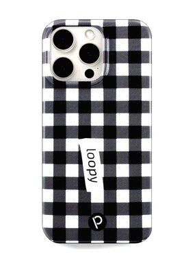 NWT Loopy PLAID Black & White Check iPhone 15 Pro Max Phone Case - Righty